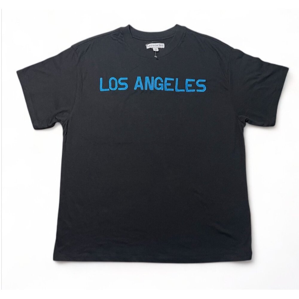 And Now This, Men's Black "Los Angeles" Oversized-Fit Graphic T-Shirt, Size M